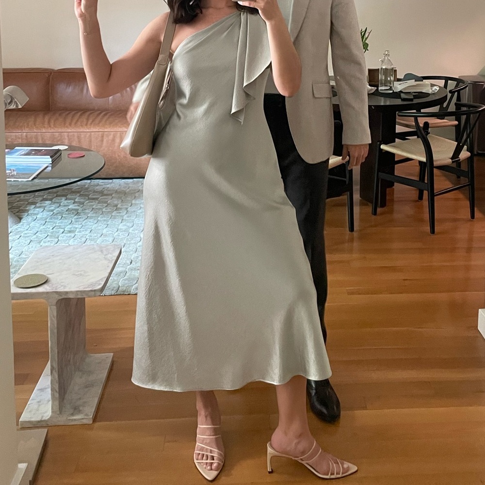 Ralph Lauren Green Midi One-Shoulder Dress